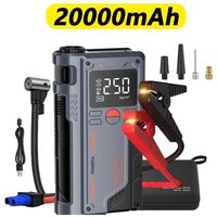 Wielofunkcyjne urządzenie do awaryjnego rozruchu samochodu: pompka powietrza, kompresor powietrza 150 PSI, akumulator 20000 mAh, maksymalny prąd rozruchowy 1000 A, urządzenie do napełniania opon.