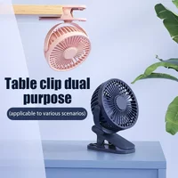 360 Degree Rotation Adjustable Clip-on Fan For Student Dormitory USB Rechargeable Table Fan Clip-on Type Portable Mini Desk Fan
