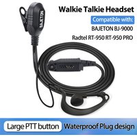 BAJETON Walkie Talkie Headphone Large PTT Button Mic Earpiece Headset Waterproof Plug Design For BJ-9000 RT-950 RT-950PRO Radio