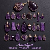 2PCS Natural Stone Amethysts Pendant Irregular Purple Quartz Crystal Beads Charms for Jewelry Making DIY Necklace Accessries