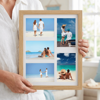 Multi-functional 5-Grid Photo Frame Handmade Changeable Wooden Picture Frame Rectangle Decorative Frame Wall Decoration