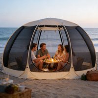 Tente de fête pop-up PAKICETUS, pavillon pour 4 à 6 personnes, tente avec moustiquaire, tente de camping pop-up à 6 côtés avec fenêtre en maille