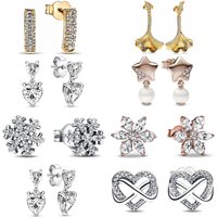 Hot Sell Double Hoop Snowflake Ginkgo Fit Original Charms Diy Fine Jewelry Gift For Women Making Accessories 925 Silver Earrings