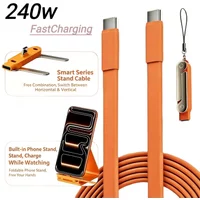 240W 2-in-1 USB C To Type C Fast Charging Foldable Bracket DataCable For iPhone 17 Oneplus Detachable Cables tipo c Adapter