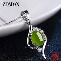 ZDADAN 925 Sterling Silver Water Drop Emerald Pendant Necklace For Women Fashion Wedding Jewelry Gift