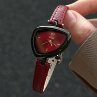 2026 GEDI Watches Woman Leather Red Retro Triangle Dial Women's Wristwatch Fashion Quartz Watches, Reloj Mujer, Relogio Feminino