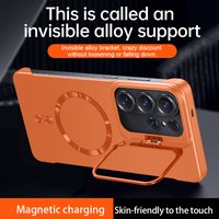 Luxury for Magsafe Wireless Charge Phone Case For Samsung S26 S25 S24 Ultra Plus S25 S24 FE Hard PC Magnetic Bracket Stand Cover