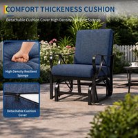 Porch Glider, Glider Rocking Chair with Removable Cushion, Heavy Duty Metal Frame, Curved Armrest, Outdoor Glider Swing Chair for Garden, Yard, Lawn, Patio Rocker