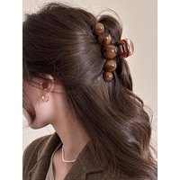 New 1pc Fashion Pearl Large Simple Elegant Acrylic Hair Claw Hairpin, Suitable For Party, Commute, Outfit Matching