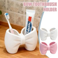 3D Printing Bow Shape Toothbrush Holder Cute Makeup Brushes Rack For Bathroom Storage Double-basin Toothpaste Organizer