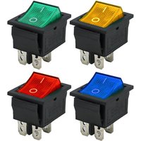 Latching Rocker Switch Power switch I/O 4 Pins with Light 16A 250VAC 20A 125VAC KCD4
