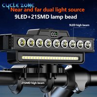 Rechargeable Bike Front Light with Horn MTB Headlight Bicycle Light LED 6 Modes Waterproof Cycling Lamp Road MTB Easy to Install