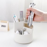 1Pc 360-Degree Rotating Storage Rack, Large-Capacity Cosmetics and Skin Care Product Desktop Organizer, Multi-Functional Rotating Pen Holder, Stationery Storage Box, Office Desk Christmas Gift