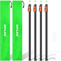SANLIKE Tarp Poles Heavy Duty Telescoping 97" Adjustable Aviation Aluminum Canopy Rods Lengthen Thicken with Protection Cap Port