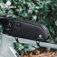ROCKBROS Bicycle Bag 1.3L Portable Frame Front Tube Cycling Bag Waterproof MTB Road Bicycle Pannier Black With Headphone Jack