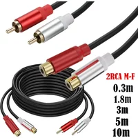 Metal shell Gold Plated Double RCA Male to Two RCA Female Audio Video Cable Line two RCA Male to Male Video Audio Cord Wire Line