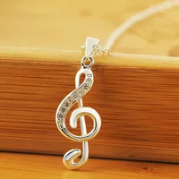 925 Sterling Silver Necklace 18 inch crystal Elegant musical note Pendant For Women high quality Fashion Jewelry Christmas Gift