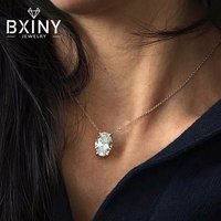 BXINY 1-3CT Oval Cut Moissanite Solitaire Pendant Necklace 100% S925 Silver Diamond for Women Fine Jewelry Gift With Certificate