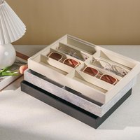 Sunglasses Organizer Tray 8 Grid Velvet Glasses Holder Storage Box Stackable Men Women Eyewear Watches Jewelry Display Case