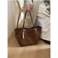 Elegant Brown Tote Bag Women's Commuter Crossbody Handbag Large Capacity Autumn Winter Fashion Retro American Style Hobo Bag