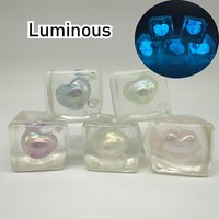 Luminous Heart-shaped Maltose Squeeze Toy Shine At Night Squishy Mochi Decompression Soft Slow Rebound Toy Christmas Gifts