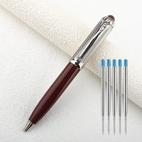 Metal Ballpoint Pen Stainless Steel Gel Pens 0.7mm Blue Ink Student School Stationery Supplies Silver Writing Pen