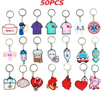 50PCS Medical Keychain Stethoscope Nurse Uniform for Nurse Doctor Keyring Women Men Fashion Medical Key Accessories Friends Gift
