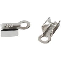 1 pair,Solid 925 Sterling Silver Cove Clasps Cord End Caps String Ribbon Leather Clip Tip Fold Crimp Bead Connector For Jewelry
