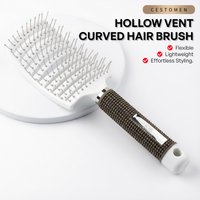 1Pcs Professional Hollow Vent Curved Hair Brush for Blow Drying - Volumizing Paddle Brush with Nylon Bristles, Fast Drying Tool