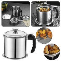 304 Stainless Steel Oil Filter Pot Fine Mesh Cooking Oil Storage Can Efficient Filtration Grease Keepers Container For Recycling