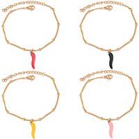 Classic Stainless Steel Red Chili Charms Bractlet For Women Summer Waterproof and Rust Proof Daily Accessories Jewelry