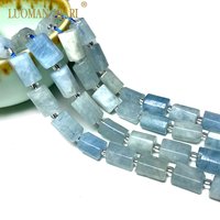 Fine Natural Stone Blue Aquamarine Loose Faceted Cylinder Gemstone Spacer Beads For Jewelry Making DIY Bracelet Accessories