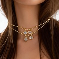 DIY Jewelry Gold Collar Choker Necklace Women Trendy 14K Gold Plated Cubic Zirconia Pendant Necklace Statement Jewelry for Women
