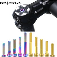 RISK Bike Titanium Bolt Screw M6x30 M6x35 M6x40 M6x50 for Bicycle Headset Stem Cap Cover Disc Brake Caliper Flat Allen Head