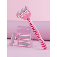 1 Handle + 4 Blades/ Men And Women Body Hair Safety Bikini Aloe Strip Razors Blade Set Female Shavers Replacement Heads