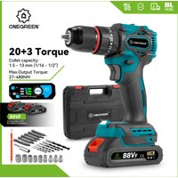 ONEGREEN 1200W Bürstenlosen Elektrische Bohrmaschine Cordless Handheld Wiederaufladbare Schraubendreher Power Haushalts Werkzeuge Für Makita Batterie Pin