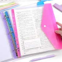 6 Pcs A4 Plastic Binder Pockets for 11 Ring Binder Leter Size Document Organizer Loose Leaf File Folder Pouch with Snap Button