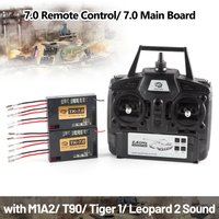 HENG LONG Tank Accessory 2.4GHz 7.0 Remote Controls 7.0 Transmitter Main Board Receiver with M1A2/T90/Tiger 1/Leopard 2 Sound