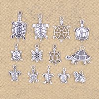 Charms Ocean Turtle Sea Tortoise Antique Silver Color Pendants DIY Crafts Making Findings Handmade Tibetan Jewelry