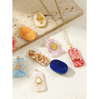 1 Piece Resin Charms Oval Cross Flower Gradient Color 304 Stainless Steel Wholesale 18K Gold Plated Pendants DIY Necklace Making