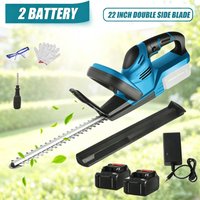22-Zoll-Akku-Heckenschere, 2000 U/min, elektrische Garten-Trimmachine mit 2 Stück 21-V-Akkus, effizienter Buschschneider für die Pflege von Rasen und Sträuchern im Freien