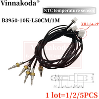 1/2/5PCS Bullet head NTC thermistor temperature sensor 10K waterproof probe with copper ring B value 3950 50CM 1M