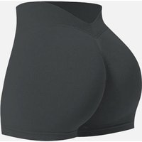 Women Summer V- Waisted Yoga Shorts Fashion and Sexy Running Fitness Leggings Gym High Waist Elastic Hip Liftting Sports Shorts