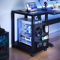 Universal PC Tower Stand Computer Case Rolling Cart Gaming Workstation Cabinet Multi-Functional CPU Rack for Accessories Cooling