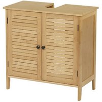 Bamboo Bathroom Cabinet with 2 Door Under Sink Locker Toilet Bedroom Simple Two Layer Storage Cabinet