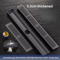 5.5CM gray extremely narrow 304 stainless steel floor drain linear rectangular bathroom deodorant large displacement floor drain