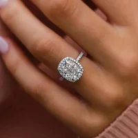 Simple 925 Sterling Silver Oval Finger Ring Band Dazzling Brilliant Zircon Stone Four Prong Setting Wedding Anniversary Gift