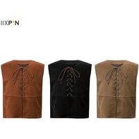 Kids Boys Medieval Renaissance Vest Pirate Costumes Halloween Party Sleeveless Lace-up West Cowboy Gothic Steampunk Waistcoat