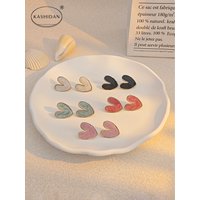 Vintage Style Oil Drop Enamel Heart Women's Stud Earrings, Stainless Steel Stud Earrings, Waterproof Hypoallergenic Jewelry