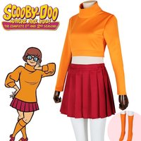 Hot Scoobys Doo Velma Cosplay Costume Halloween Role Performance Clothing Women's Traditional Chinese Costume Stage Wear